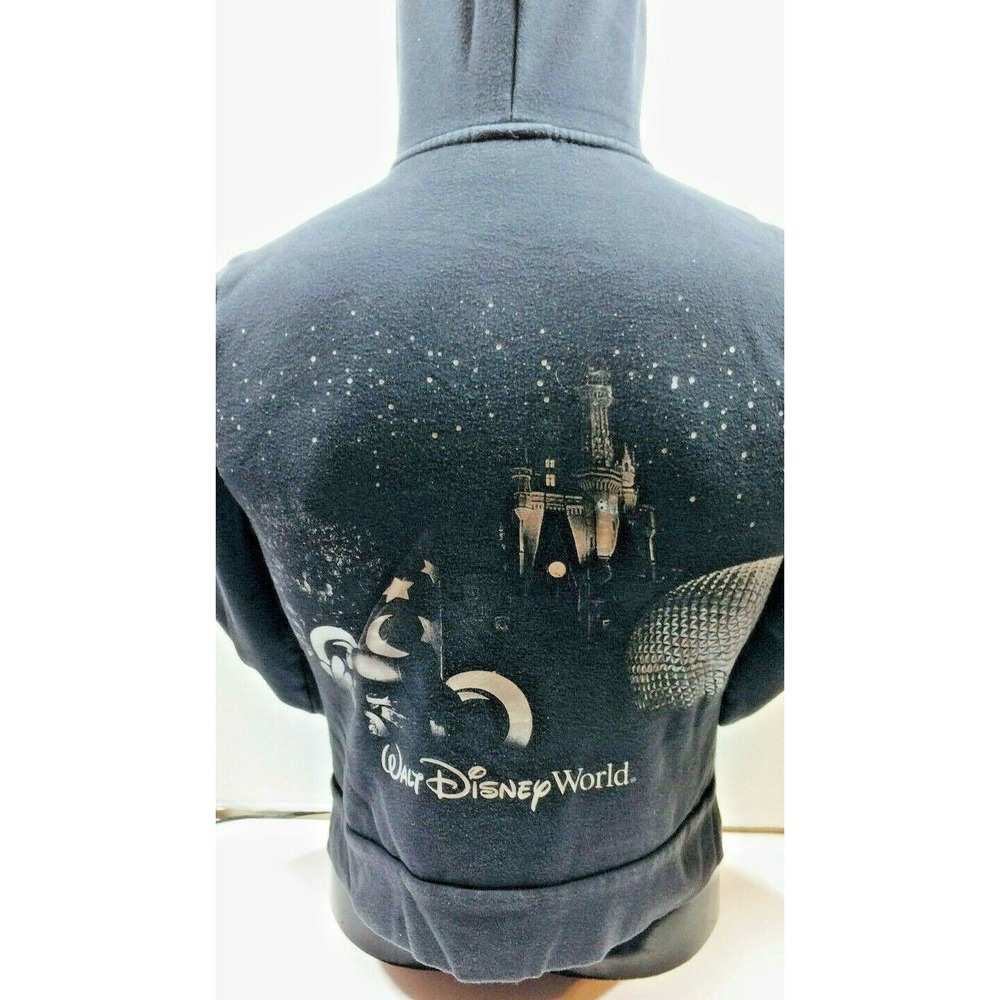 WALT DISNEY Youth Size L Black Sweater DisneyLand Resorts World Hoodie Full Zip - Picture 5 of 7